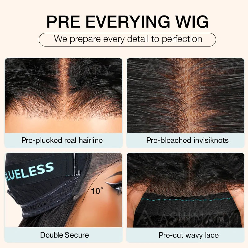Ashimary 10x6 Parting Max HD Lace Glueless Single Grid Single Strand Wig Straight Wear & Go Wigs