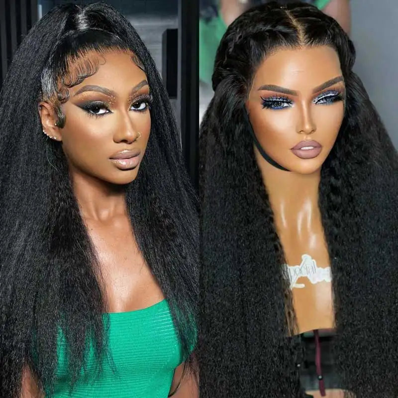 360 Lace Front Kinky  Straight Human Hair Wigs For Women