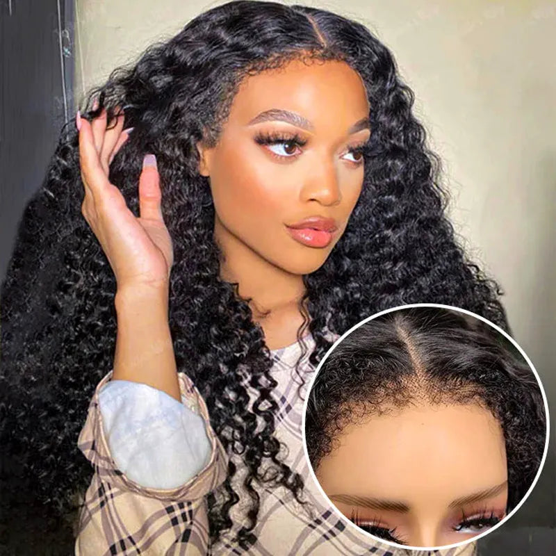 4C Hairline Wigs - Water Wave 4x4 & 4x6 Lace Closure with Realistic Hairline Wet Curly Human Hair Wig with Natural 4C Curly Baby Hair