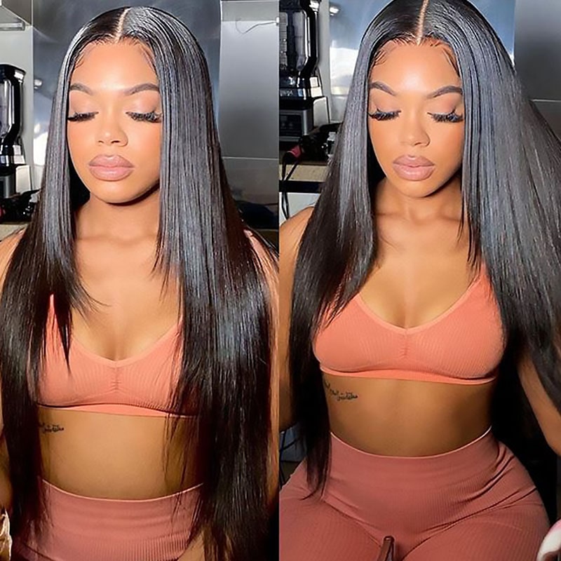 Glueless 4x4 Lace Closure Straight Wig 100% Human Hair