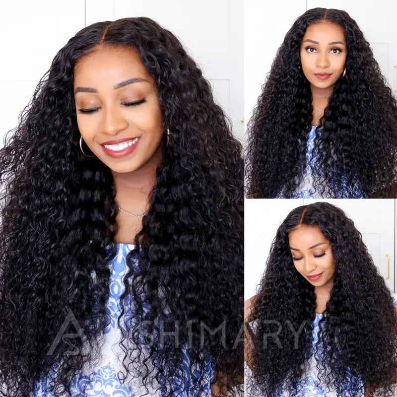 Ready to Wear Magic Wet and Wavy Pre Cut Lace Water Wave 2 in 1 Dry Straight & Wet Curly Wig with Pre Bleached Knots & Plucked Hairline