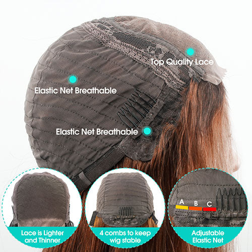 Brown Highlight on Black 4x4 5x5 6x6 Glueless Lace Closure Wigs Ashimary Body Wave Virgin Hair