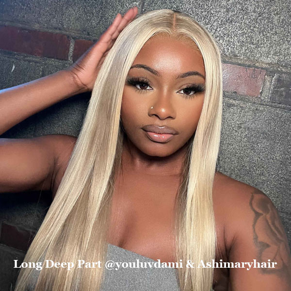 Long Wig | Blonde Balayage on Brown Transparent Pre Cut Lace Closure Straight Wig 28-32 Inch