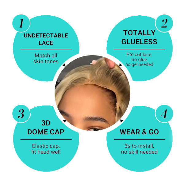 Long Wig | Blonde Balayage on Brown Transparent Pre Cut Lace Closure Straight Wig 28-32 Inch