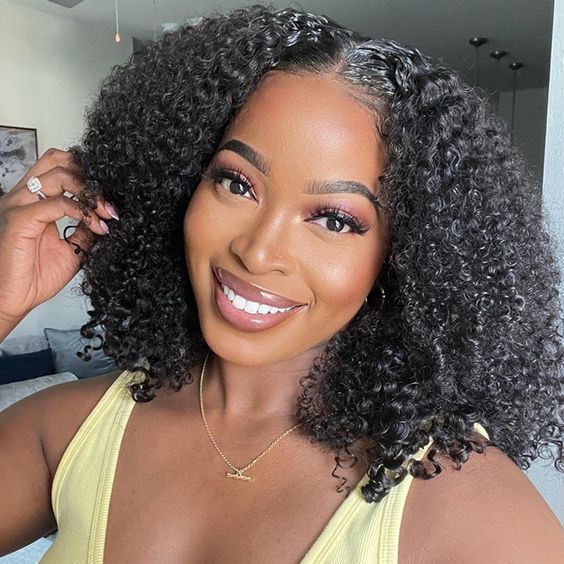 10A Short Kinky Curly Hd Transparent Lace Frontal Bob Wigs