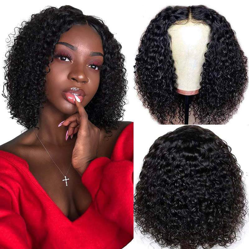 10A Short Kinky Curly Hd Transparent Lace Frontal Bob Wigs