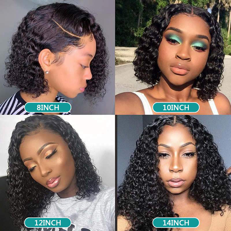 10A Short Kinky Curly Hd Transparent Lace Frontal Bob Wigs