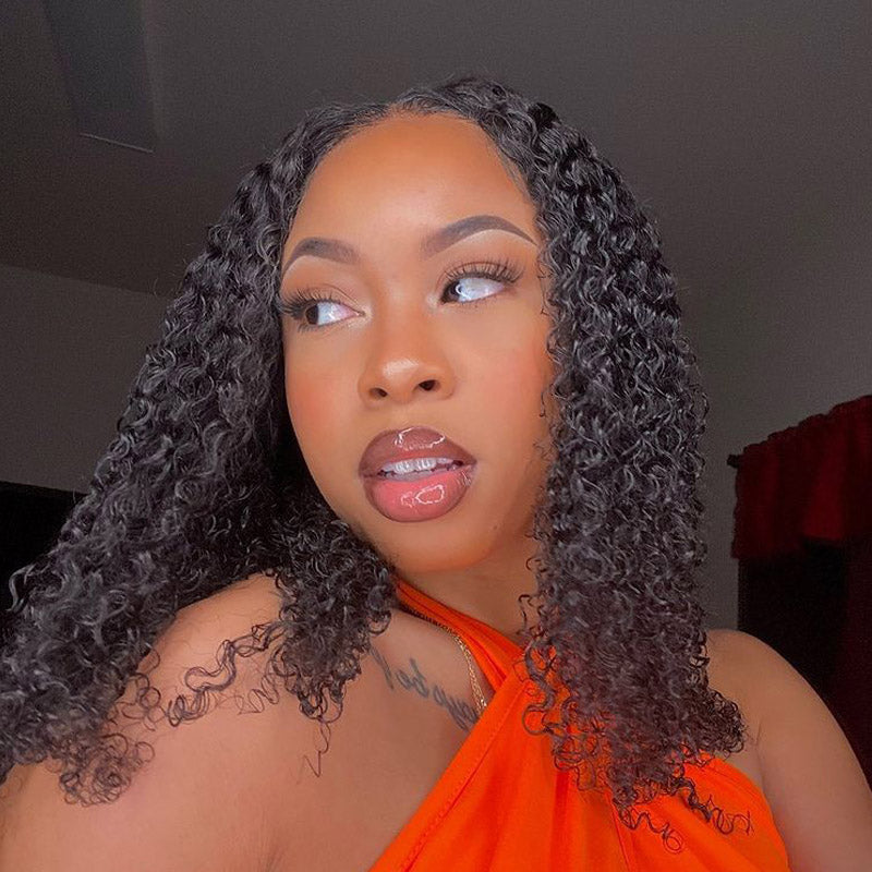 10A Short Kinky Curly Hd Transparent Lace Frontal Bob Wigs