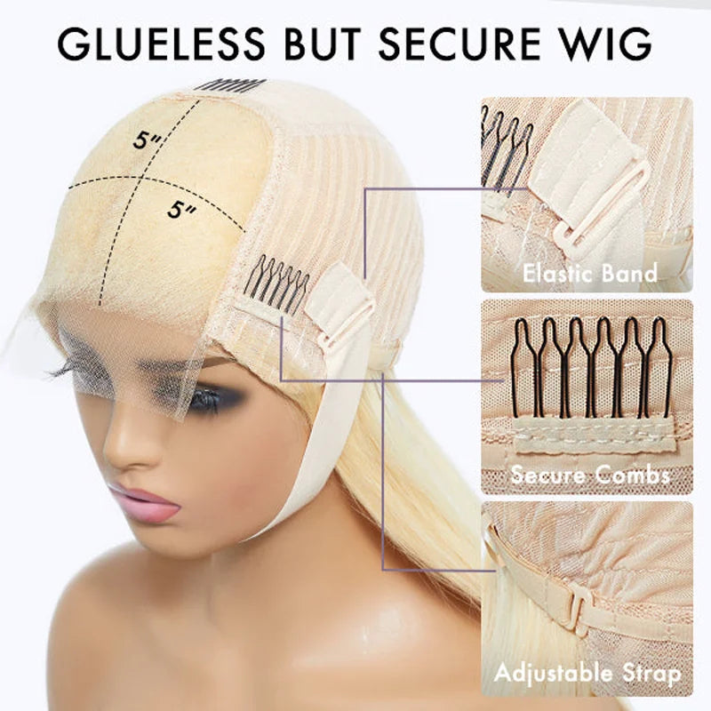 Salon Body Wave Blonde 613 5x5 Closure Transparent Lace Bob Wig 100% Virgin Human Hair