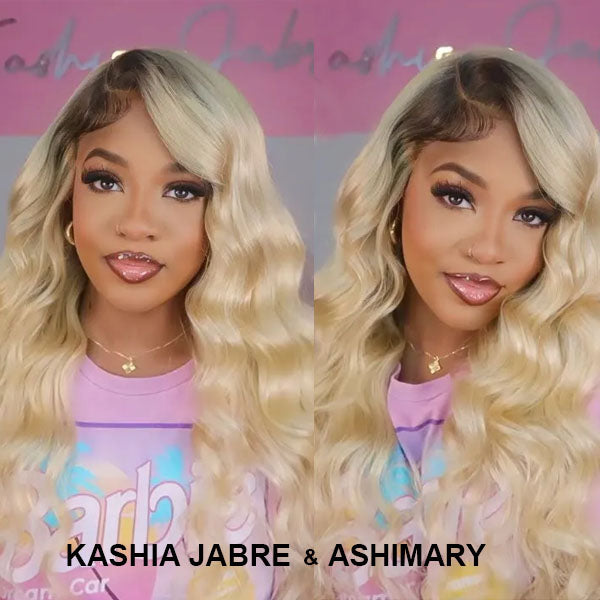 Blonde Wig With Dark Roots 1B/613 Transparent HD Lace Front Wigs 13*4 Frontal Ashimary Hair