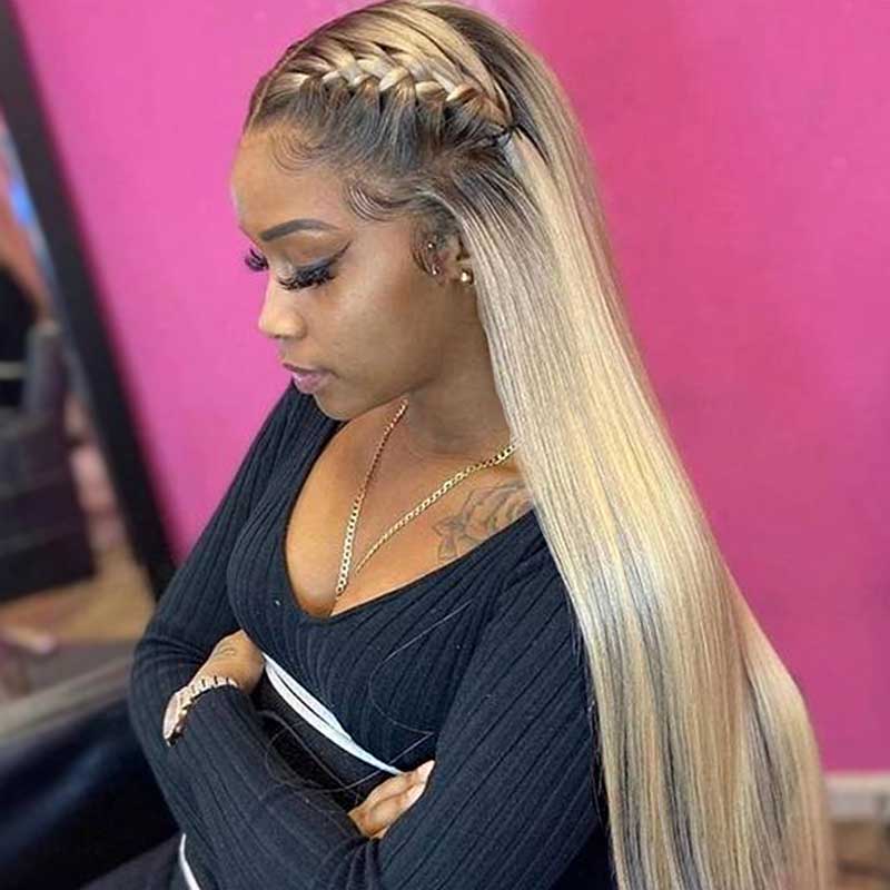 Blonde Wig With Dark Roots 1B/613 Transparent HD Lace Front Wigs 13*4 Frontal Ashimary Hair