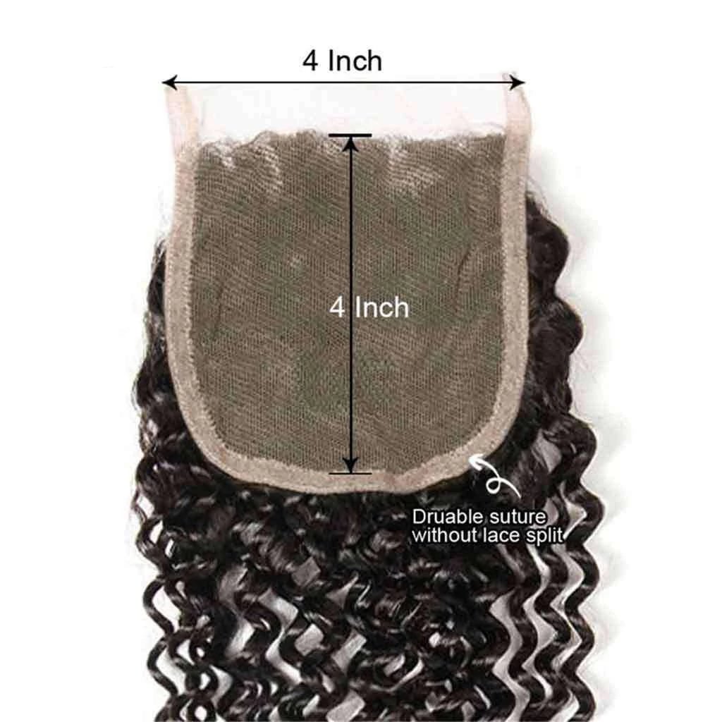 9A Jerry Curly 3 Bundles with Lace Closure Natural Color Purvian Virgin Hair