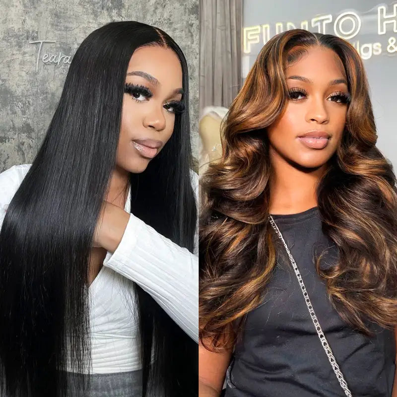 $1 for A WIG | 13x4 Lace Straight Wig + 4x4 Lace Body Wave Highlight Wig