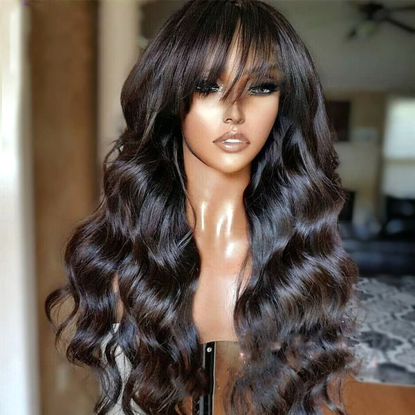 $89 for 20" Throw on & Go Body Wave Wig with Bangs Cost-effective Wig 10A Human Hair