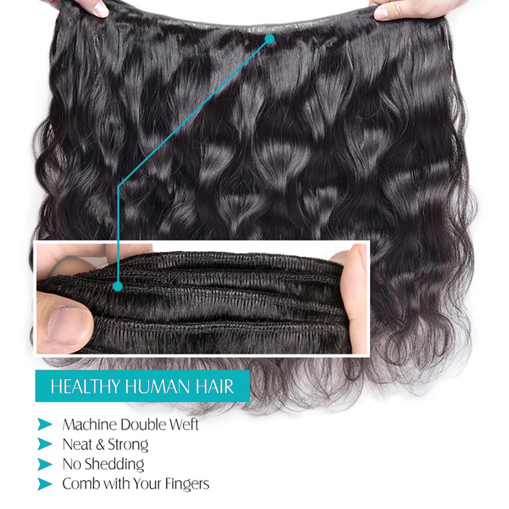 10A Brazilian Body Wave Hair 3 Bundles With Frontal Human Hair