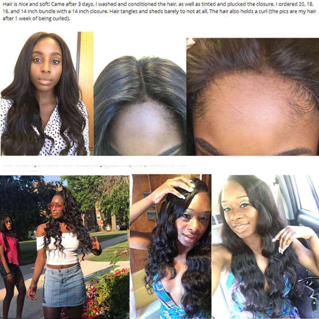 10A Brazilian Body Wave Hair 3 Bundles With Frontal Human Hair