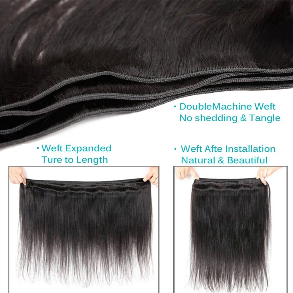 10A Straight Hair 4 Bundles With Closure Natural Color Indian Hair