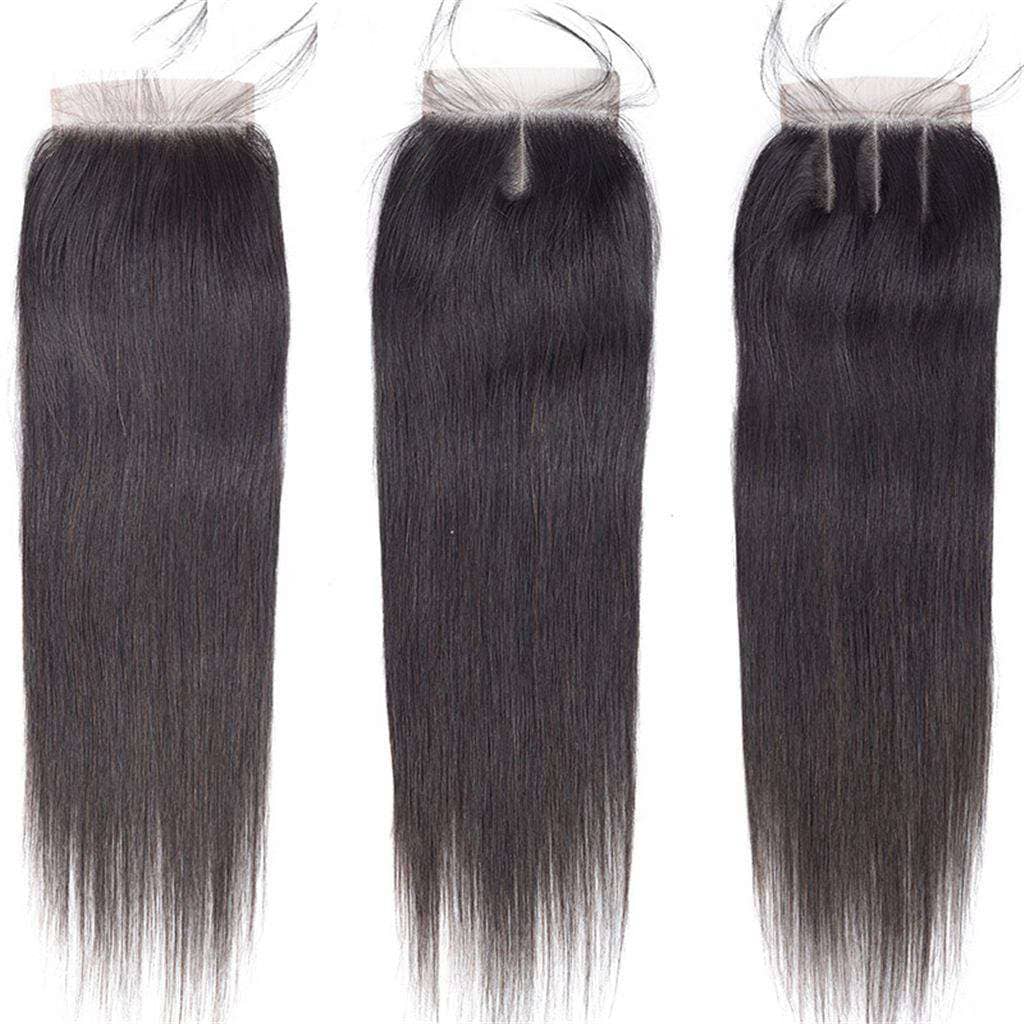 10A Straight Hair 4 Bundles With Closure Natural Color Indian Hair
