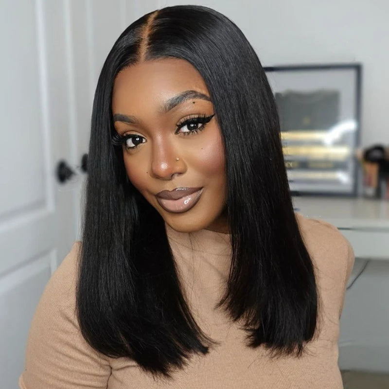 14 Inches 180% 4x4 Lace Closure Straight Bob Wig Human Hair Wigs Brazilian Short Bob Wig