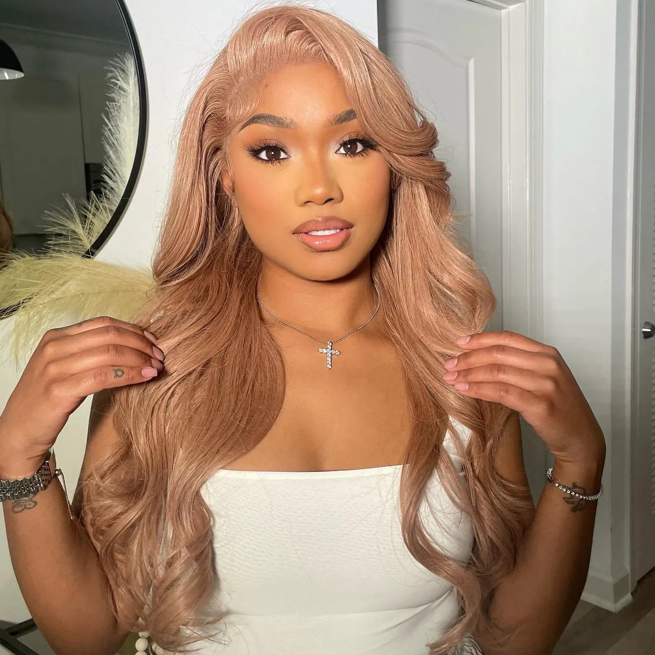Ashimary Light Flaxen Brown Color 13x4 Lace Front Body Wave Wig