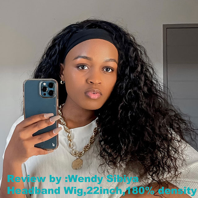 BOGO Headband Wig Glueless 10A Virgin Human Hair Natural Color 180% Density