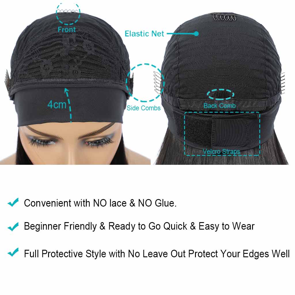 BOGO Headband Wig Glueless 10A Virgin Human Hair Natural Color 180% Density