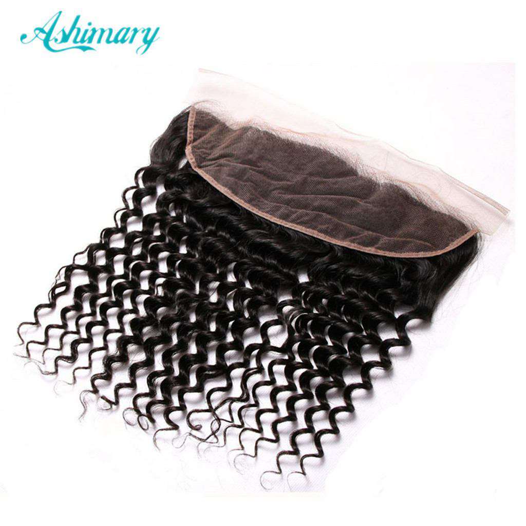 Deep Wave Hair Lace Frontal 13x4Inchs Natural Color 100% Human Hair