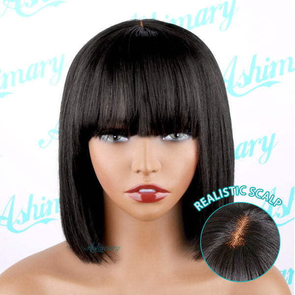 Flash Sale Short Bangs Bob Wig With Minimalist Undetectable HD Lace