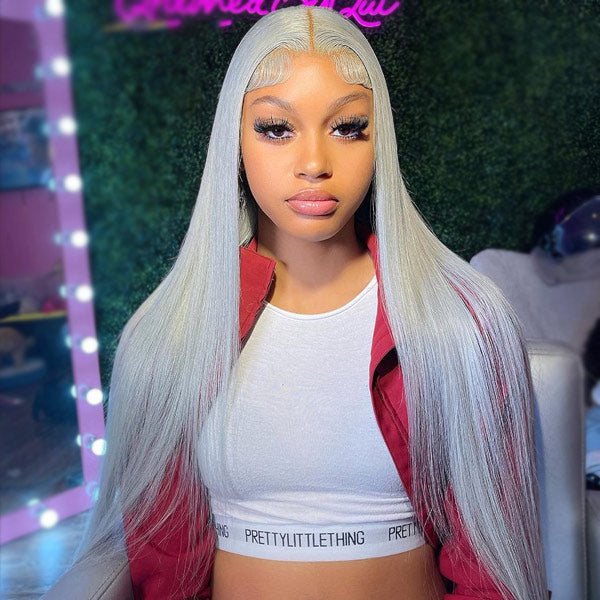 Grey Lace Front Wig 13x6 Transparent Hd 13x4 Lace Frontal Bone Straight Wig Ashimary Human Hair