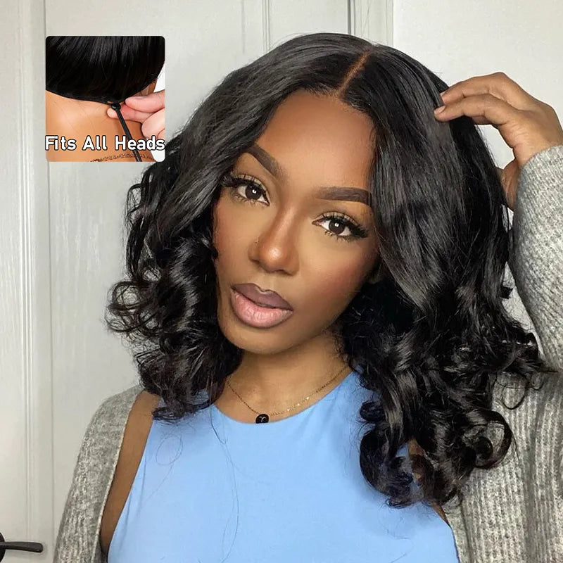 Pull Go Wig | Glueless Bob V Part Wig Beginner Friendly Natural Scalp Thick Human Hair