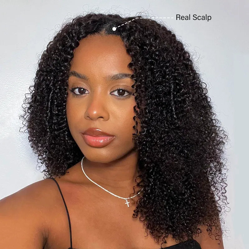 Pull Go Wig | Glueless Bob V Part Wig Beginner Friendly Natural Scalp Thick Human Hair