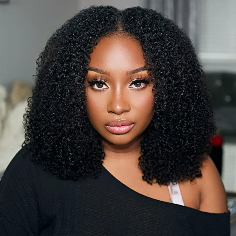 Pull Go Wig | Glueless Bob V Part Wig Beginner Friendly Natural Scalp Thick Human Hair