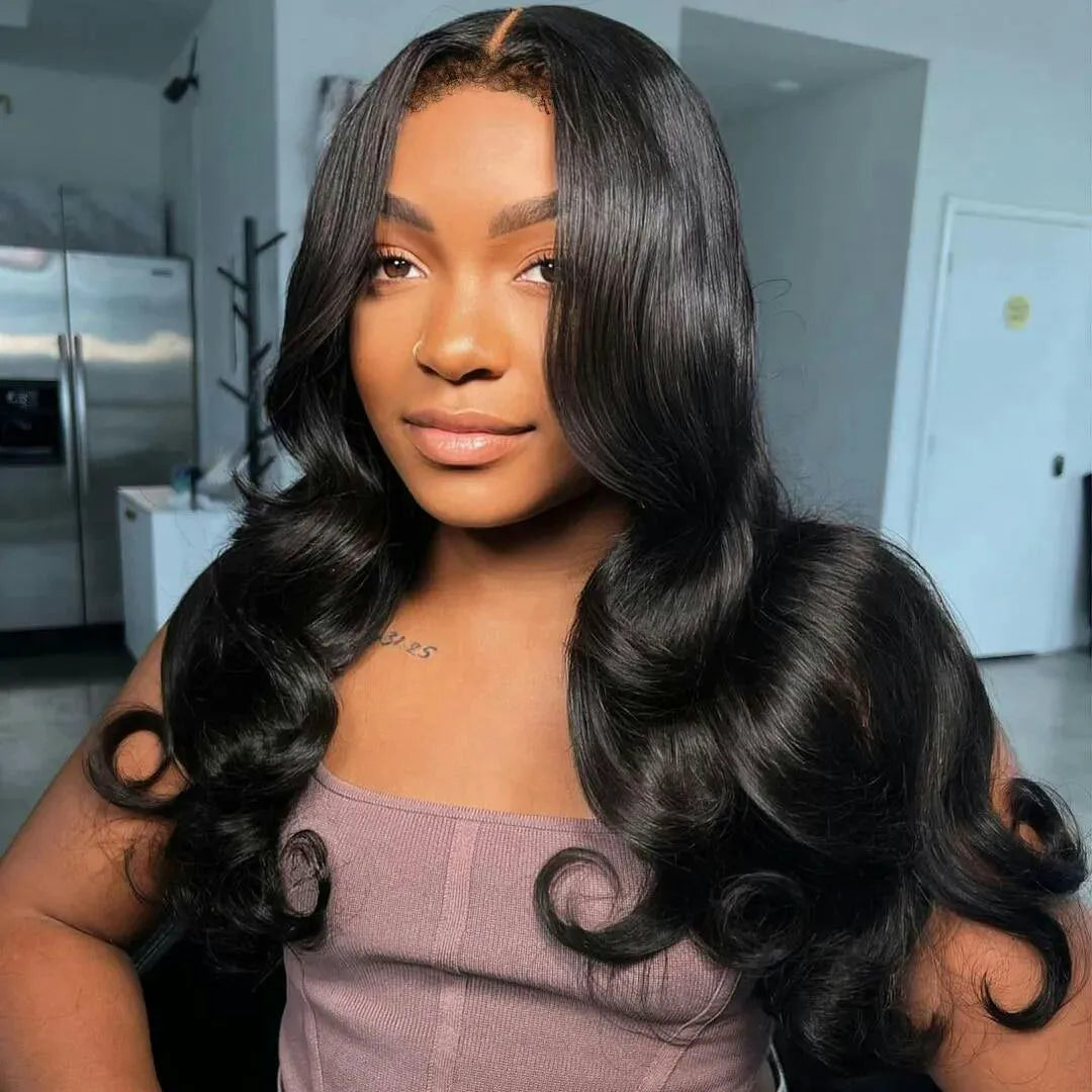 4C Edge Hairline-Body Wave 13x4/13x6 HD Invisible Lace Frontal Wigs With Kinky Edges Curly Baby Hair
