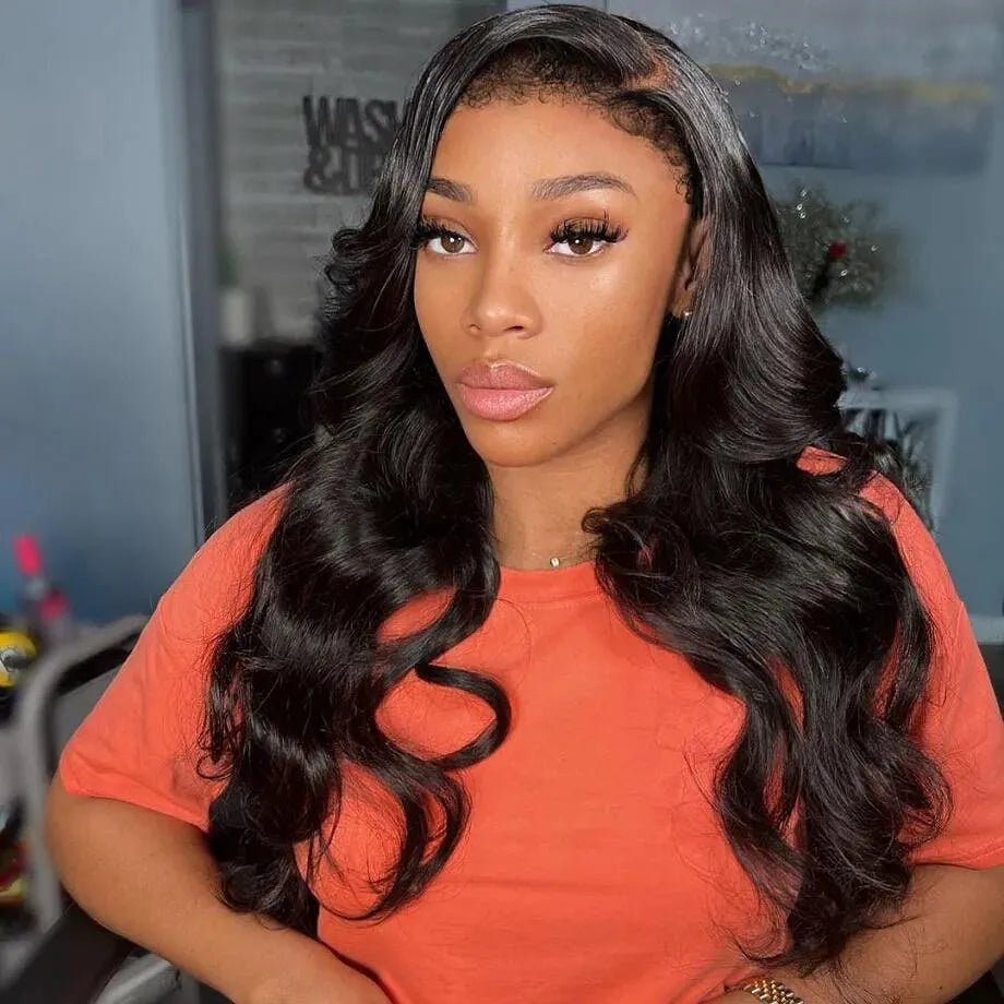 4C Edge Hairline-Body Wave 13x4/13x6 HD Invisible Lace Frontal Wigs With Kinky Edges Curly Baby Hair