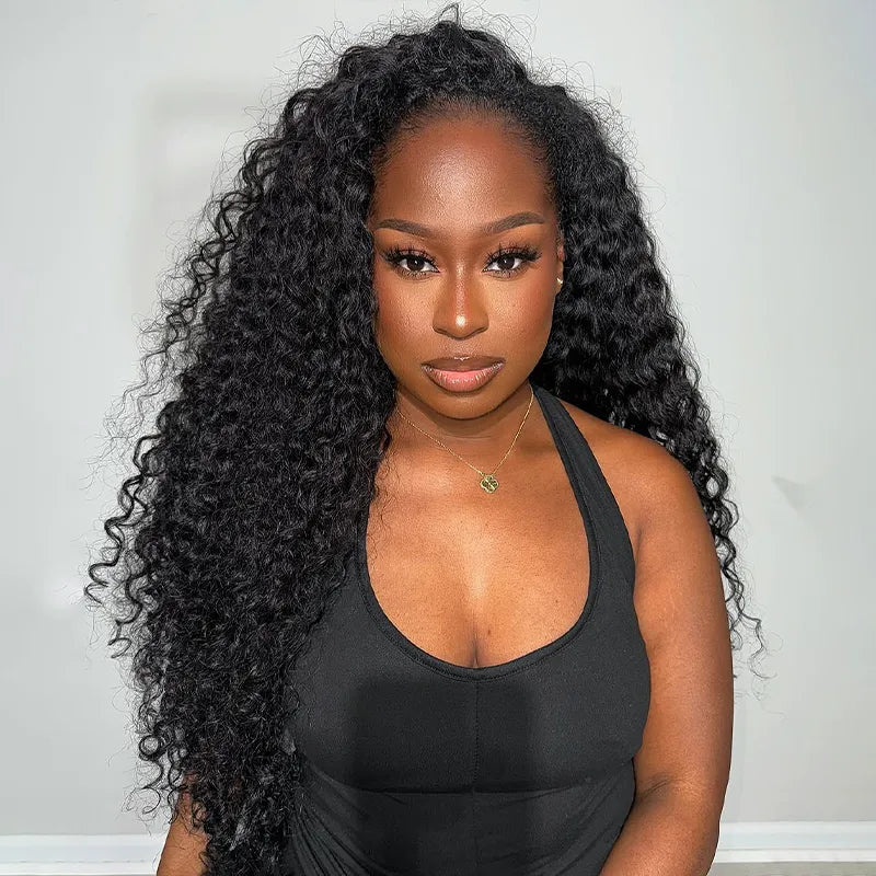 Wear Go Water Wave Half Wig With Drawstring 3 in 1 Glueless Flexible Fit Human Hair Wig