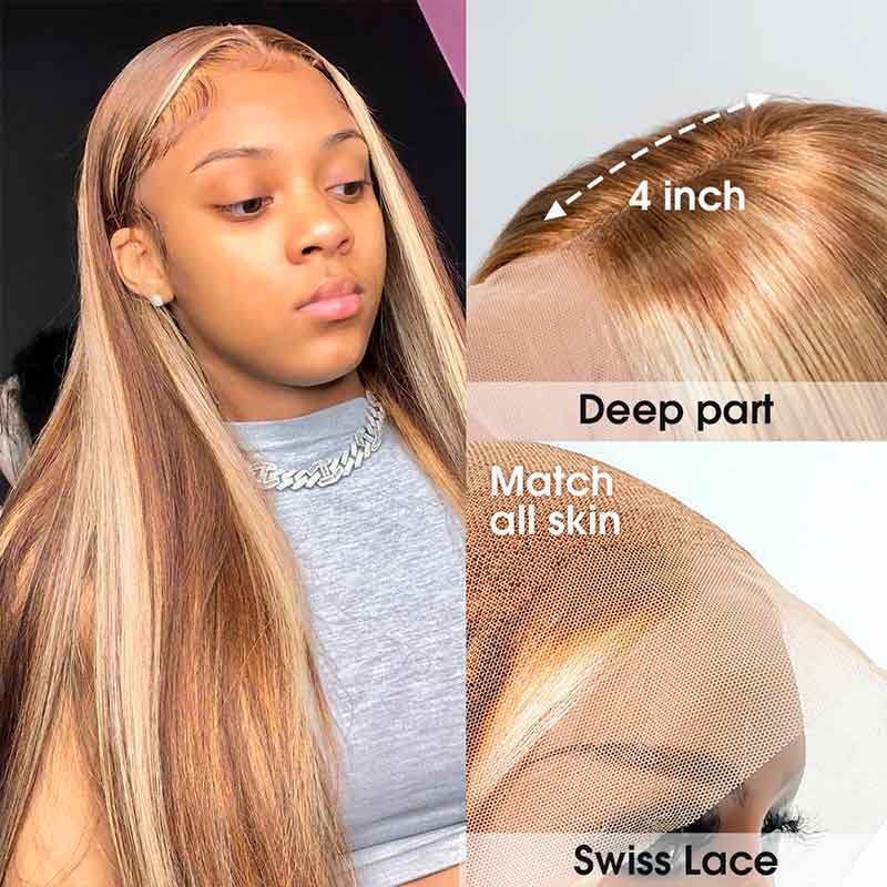 Customized P6/613 Highlight Wig 13X4 Transparent Lace Front Wigs Ashimary Human Hair