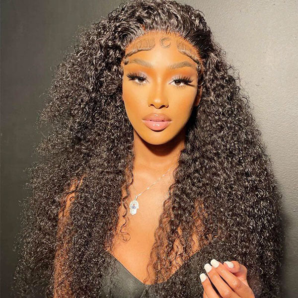 Vacation Vibes Kinky Curly 13x4 Invisible HD Transparent Lace Front Wigs Ready to Wear Pre Bleach Knots & Plucked Hairline & Pre-cut lace