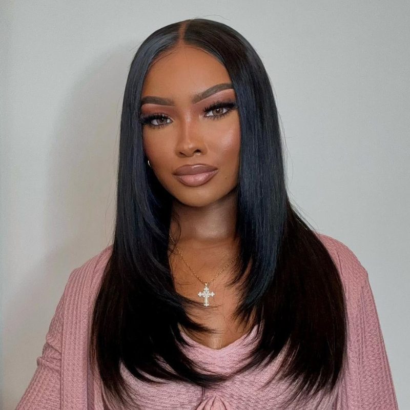 Trendy Long Layered Butterfly Haircut Straight Wig 13x4 Transparent Lace Frontal Wig Ashimary Hair