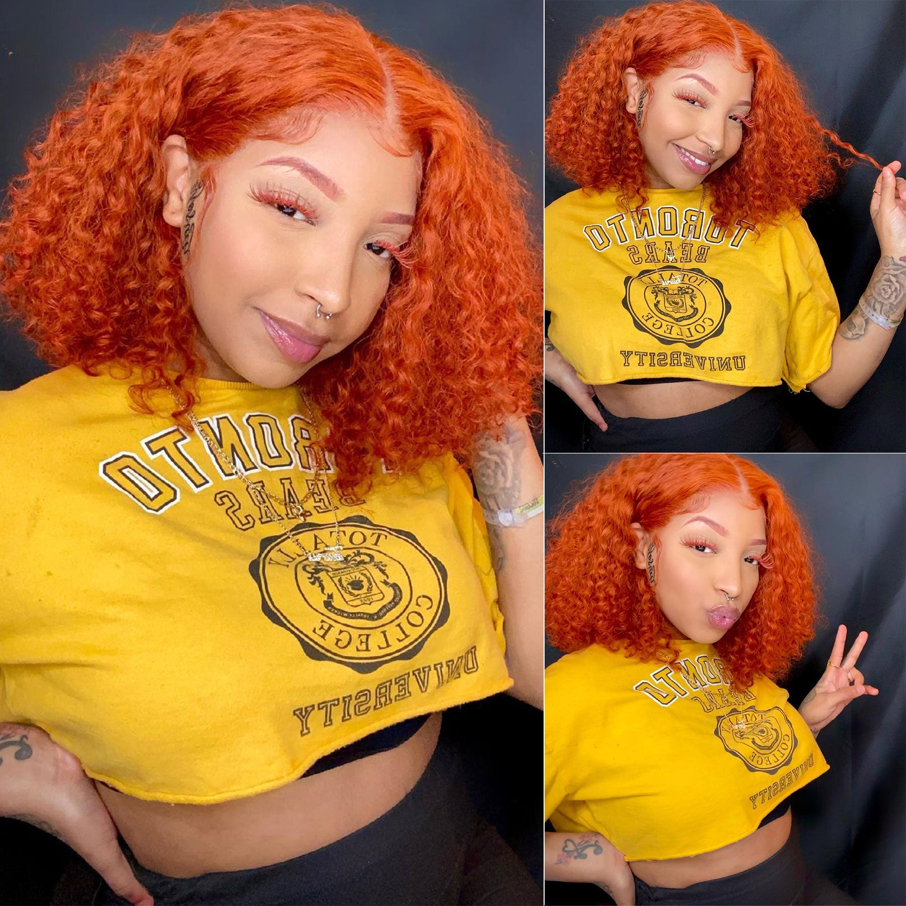 Deep Wave Ginger Bob Closure Wig Brazilian Human Hair Curly Wig Short Length