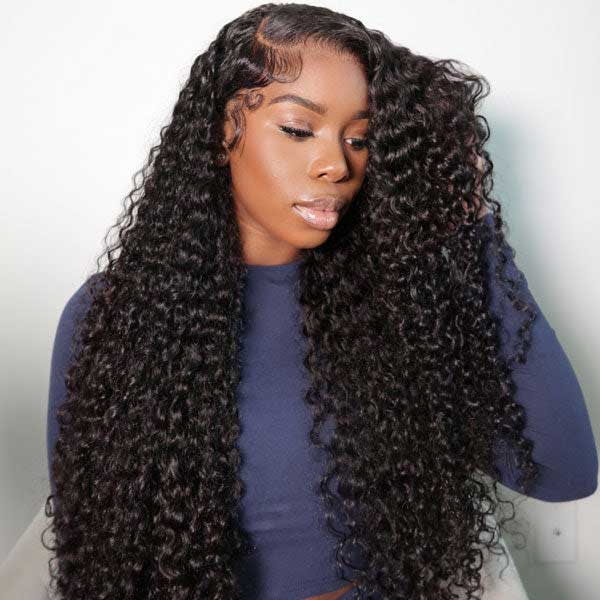 Ashimary 4C Kinky Edges Hairline HD Lace Front Deep Wave Wigs