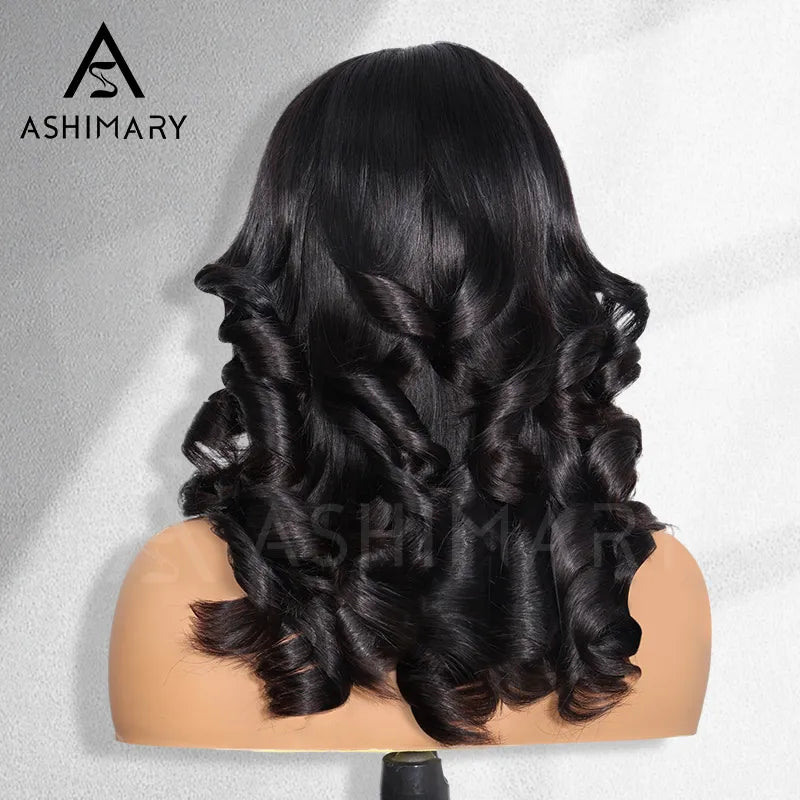 Peacock Curls Pull Go 13x6 Full Glueless Lace Front Wig Pre-Styled Heavy Layers Cut Human Hair