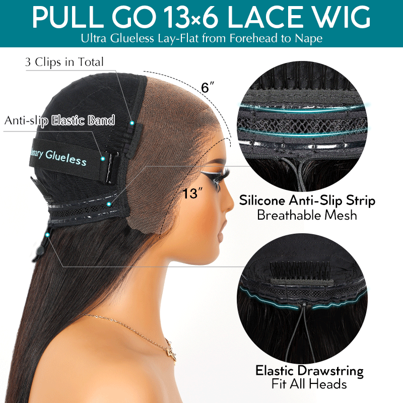 Peacock Curls Pull Go 13x6 Full Glueless Lace Front Wig Pre-Styled Heavy Layers Cut Human Hair
