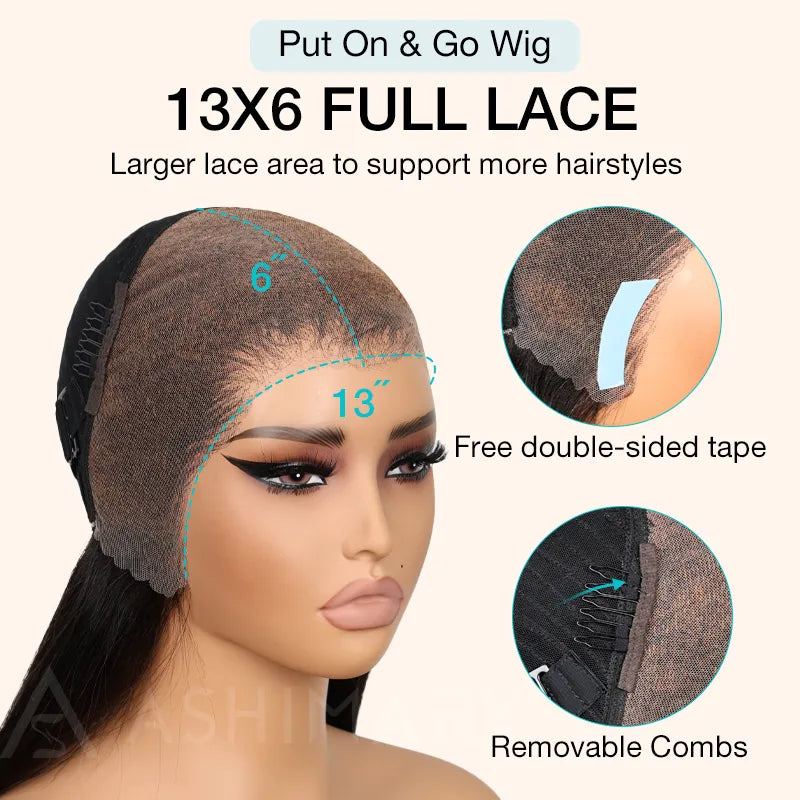 613 Blonde Pull Go 13x6 Full Pre-Cut Glueless Lace Front Wig Brazilian Human Hair