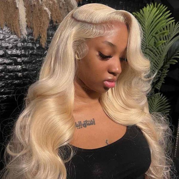 613 Blonde Pull Go 13x6 Full Pre-Cut Glueless Lace Front Wig Brazilian Human Hair